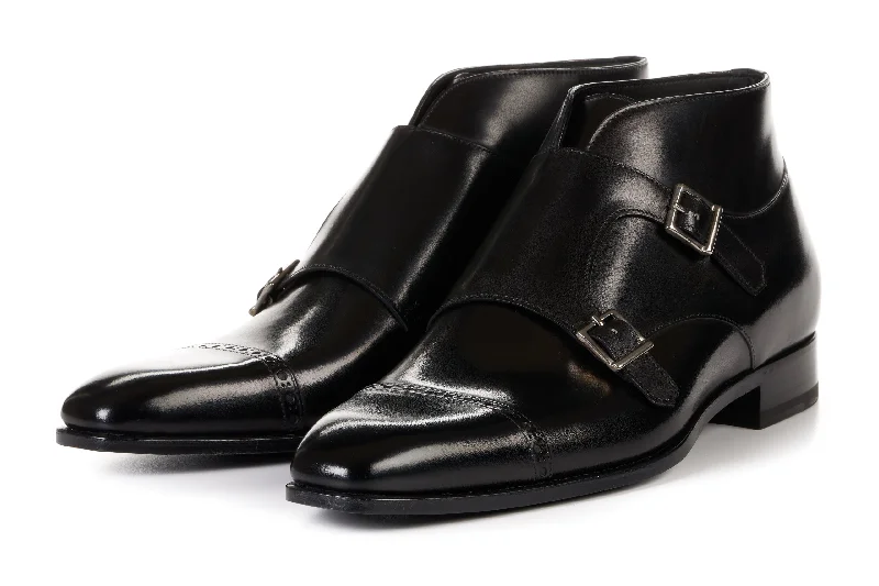 Comfortable Boots For Winter The Heston Double Monk Strap Boot - Nero