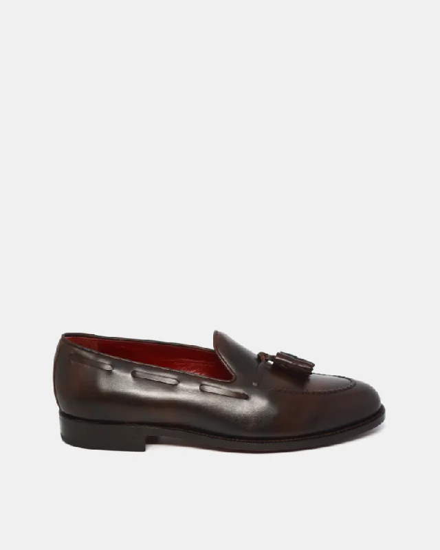 Winter Casual Shoes Brown Leather Tassel Loafer