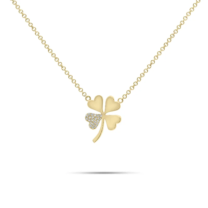 Diamond-Accented Four-Leaf Clover Pendant Necklace