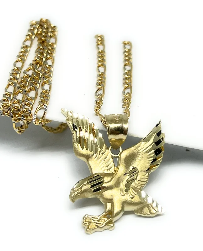 10k Solid Gold Yellow Classic EAGLE Pendant Necklace