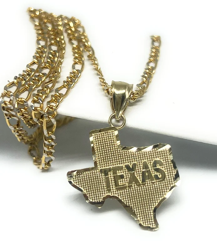 14k Solid Gold Yellow Classic TEXAS Pendant Necklace