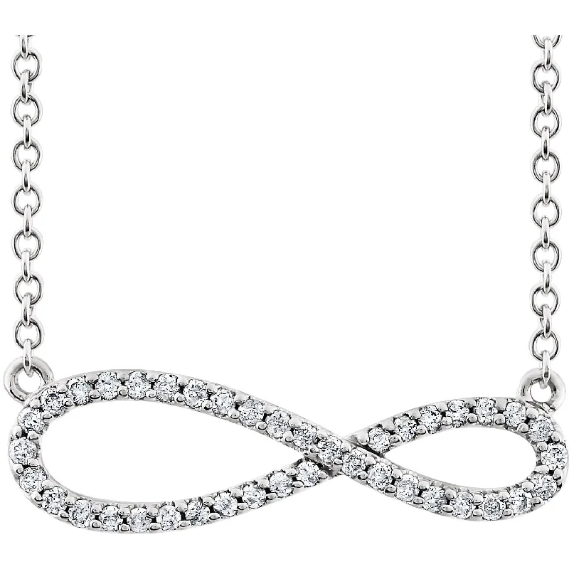 14K WHITE GOLD 1/4 CTW DIAMOND INFINITY-INSPIRED 16-18" PENDANT