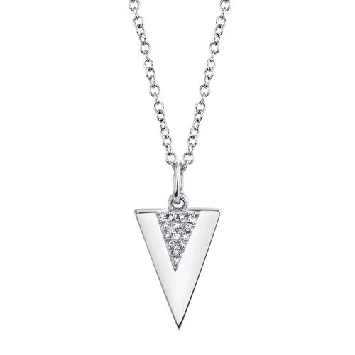 14KT GOLD .03 CTW DIAMOND PAVE TRIANGLE NECKLACE