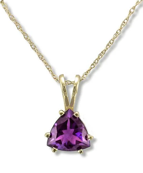 14KT GOLD 1.10 CT TRILLION CUT AMETHYST PENDANT