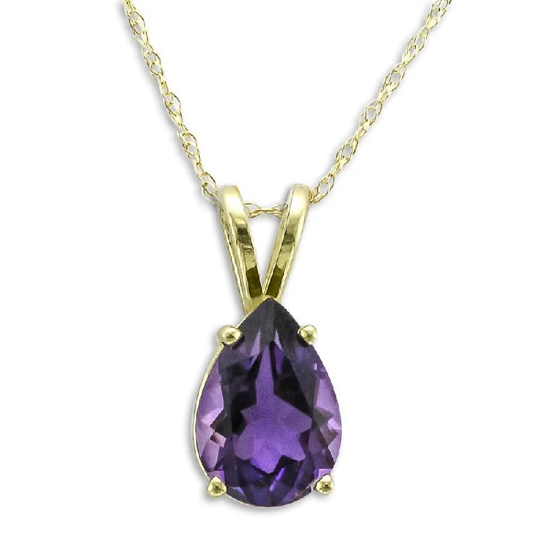 14KT GOLD 1.70 CT PEAR SHAPE AMETHYST NECKLACE