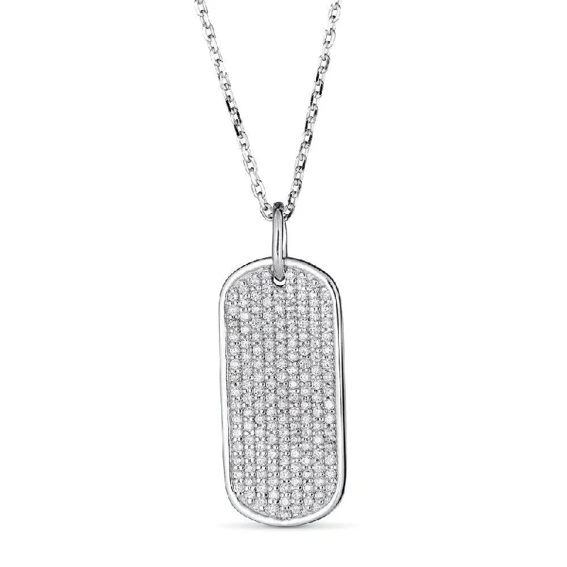 EMILQUE 14KT GOLD 0.30 CTW DIAMOND DOG TAG PENDANT