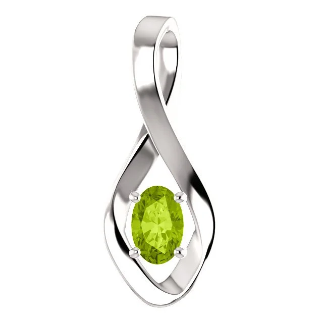 14KT GOLD 0.55 CT OVAL PERIDOT INFINITY PENDANT