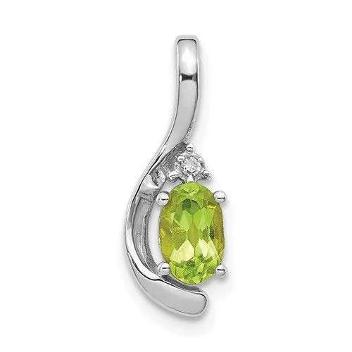 14KT GOLD DIAMOND AND OVAL PERIDOT PENDANT