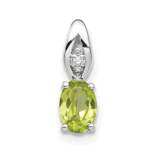 14KT GOLD OVAL PERIDOT & DIAMOND PENDANT