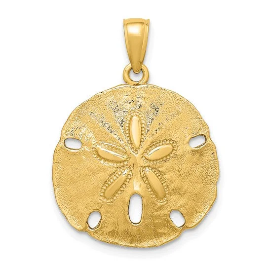 14KT LARGE POLISHED SAND DOLLAR PENDANT