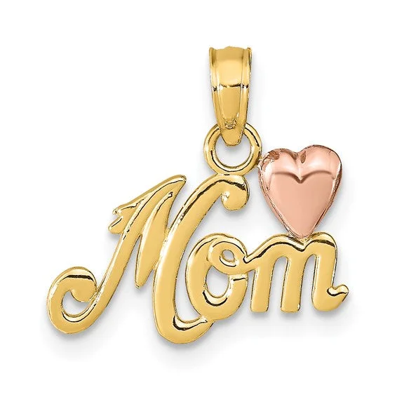 14KT MOM WITH ROSE GOLD HEART PENDANT