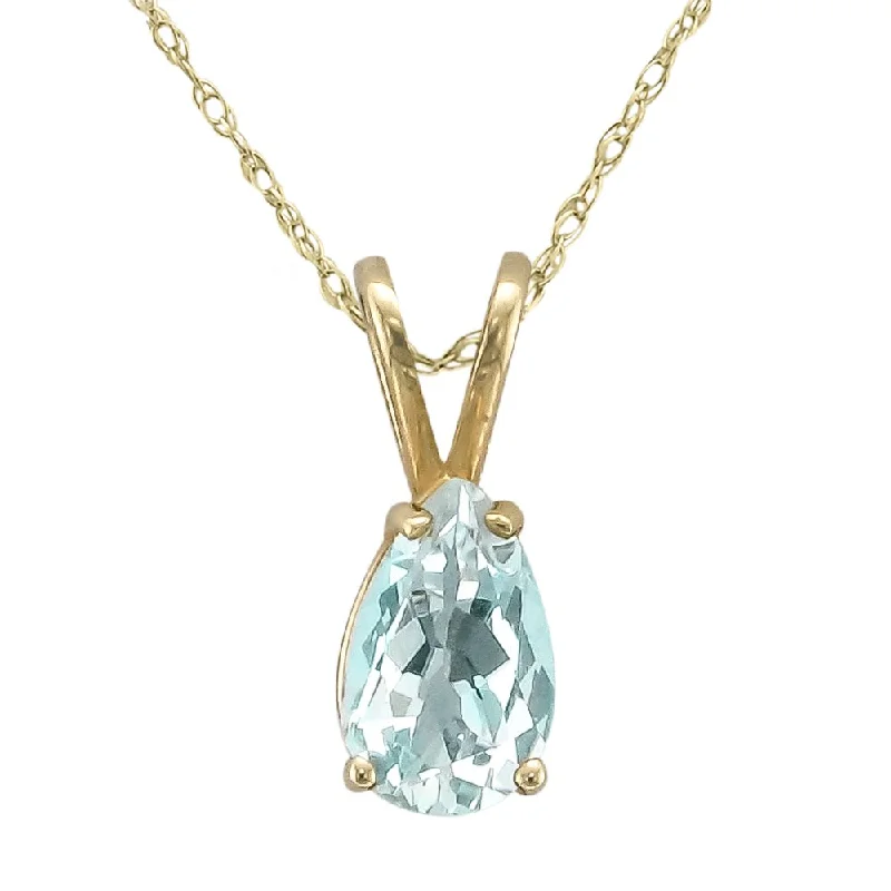 14KT PEAR SHAPE AQUAMARINE NECKLACE