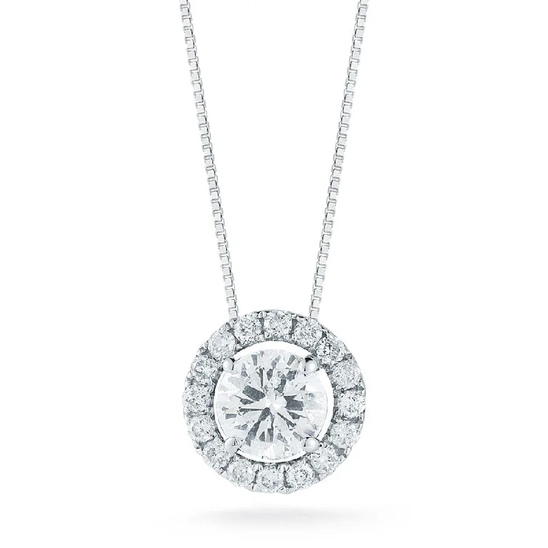 14KT White Gold 1.00 CTW Diamond Halo Pendant