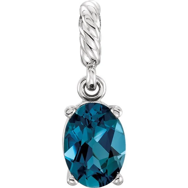 14KT WHITE GOLD 1 CARAT LONDON BLUE TOPAZ PENDANT