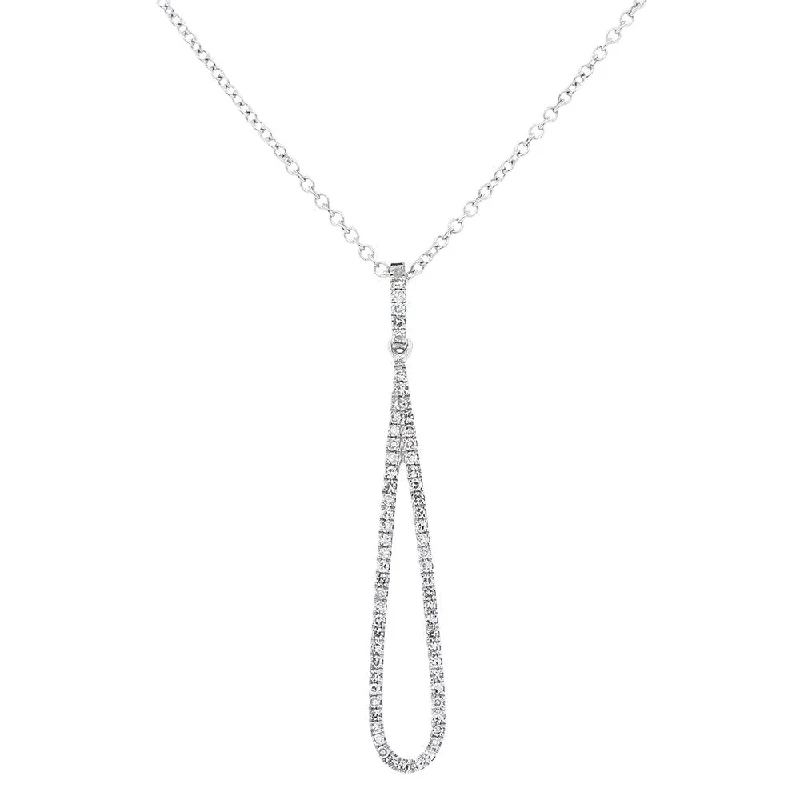 14KT White Gold .16 CTW Round Diamond Teardrop Pendant