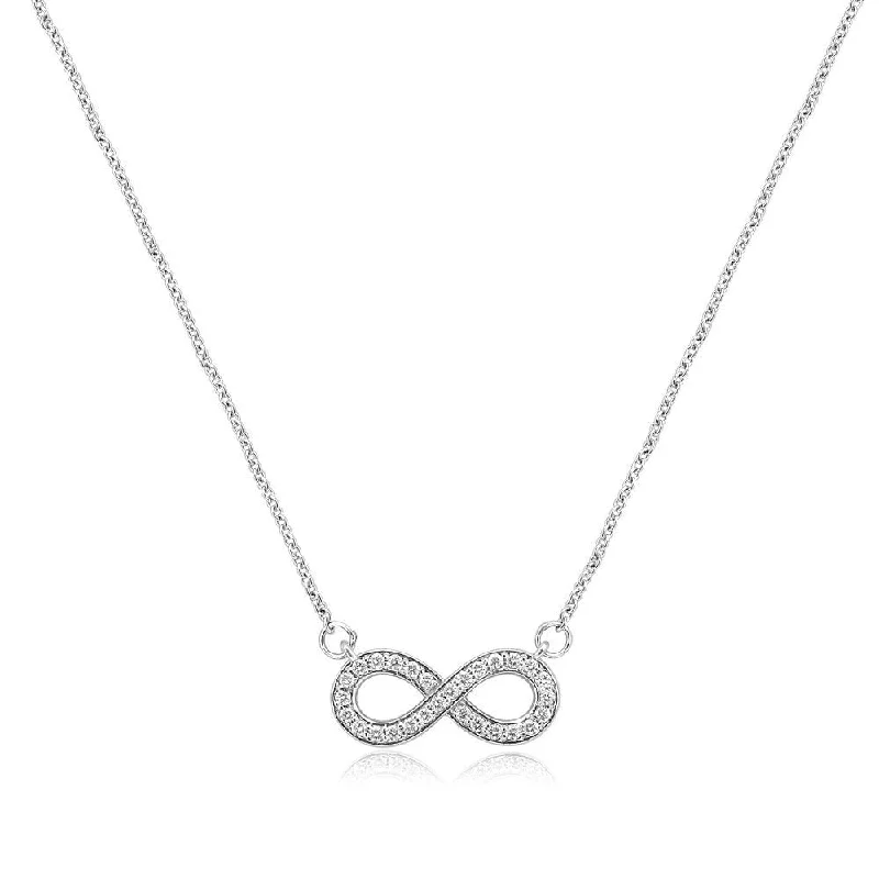 14KT White Gold .28 CTW Diamond Infinity Pendant