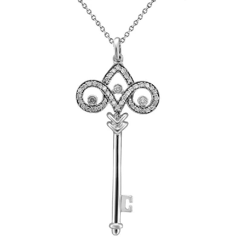 14KT White Gold Diamond Key Pendant