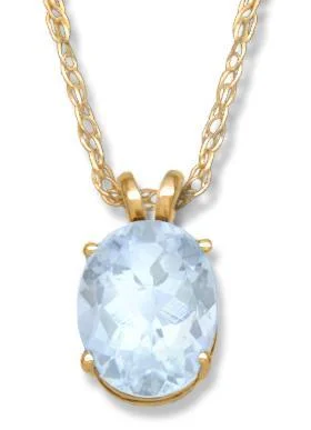 14KT YELLOW GOLD 1.15 CT AQUAMARINE PENDANT