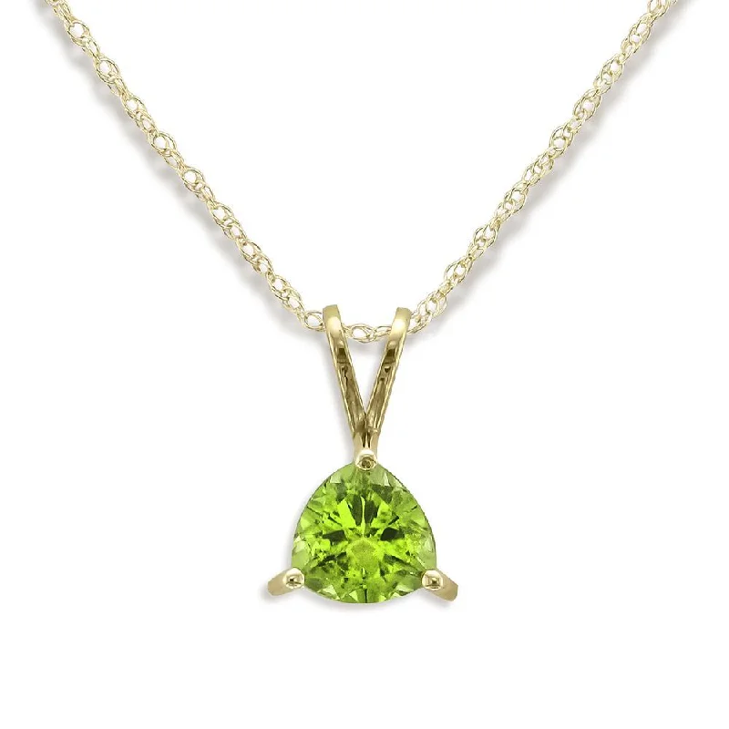 14KT YELLOW GOLD 1.30 CT TRILLION CUT PERIDOT NECKLACE