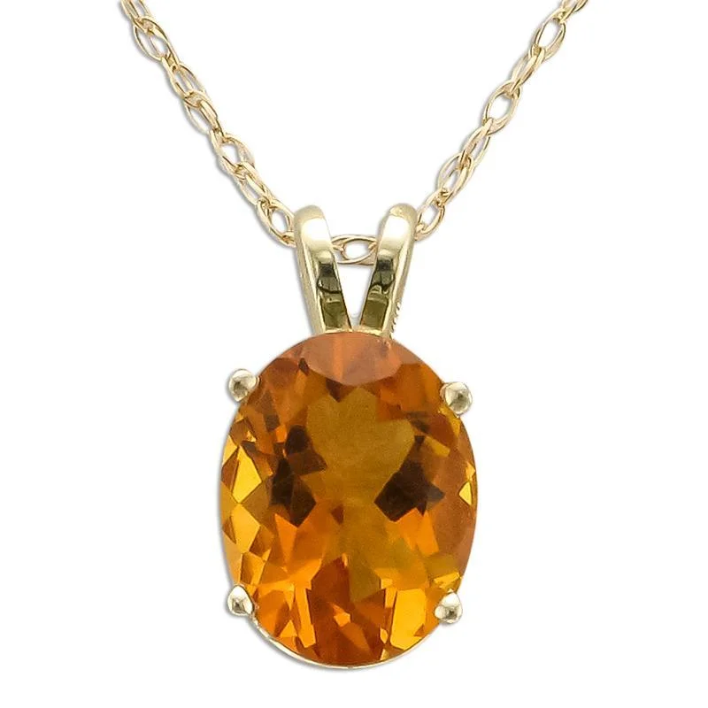 14KT YELLOW GOLD 1.50 CT OVAL CITRINE NECKLACE