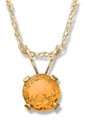 14KT YELLOW GOLD 0.40 CT ROUND CITRINE NECKLACES