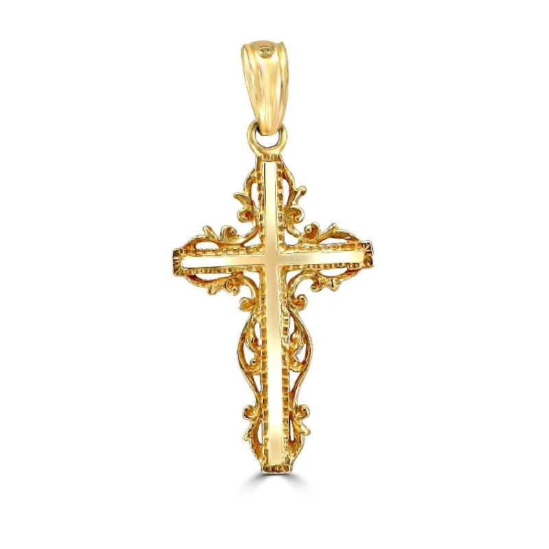 14KT Yellow Gold Filigree Cross Pendant