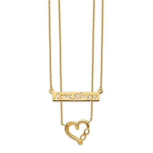 14KT Yellow Gold Two-Strand "Love Always" Heart Pendant