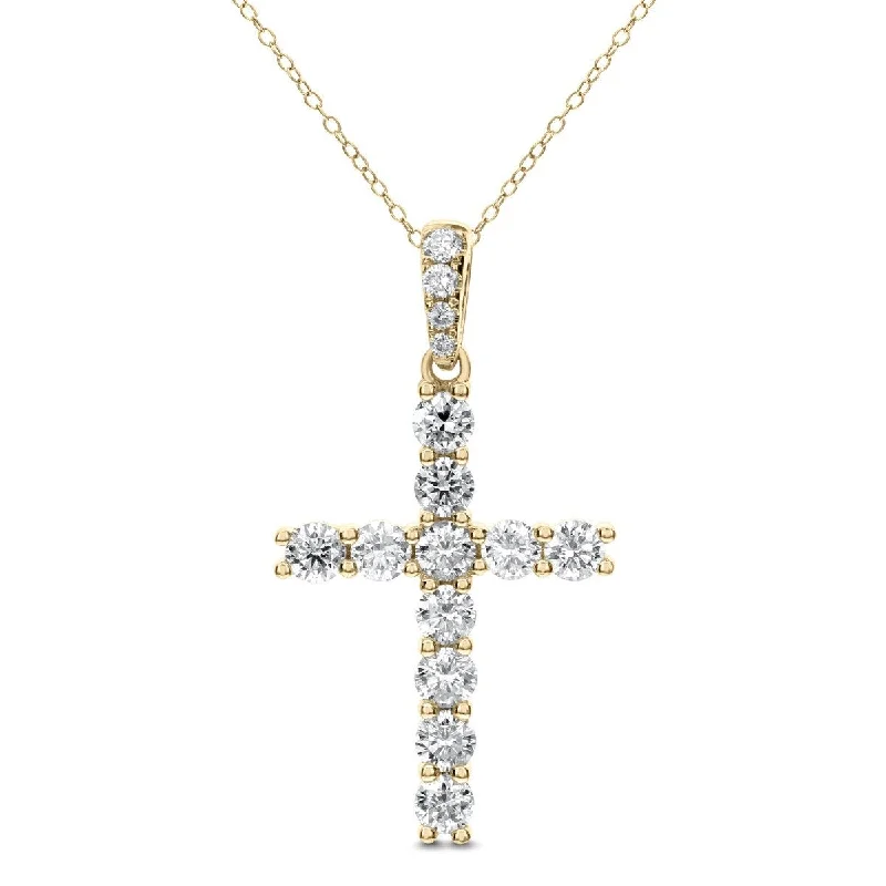 18KT GOLD 1.50 CTW DIAMOND CROSS NECKLACE