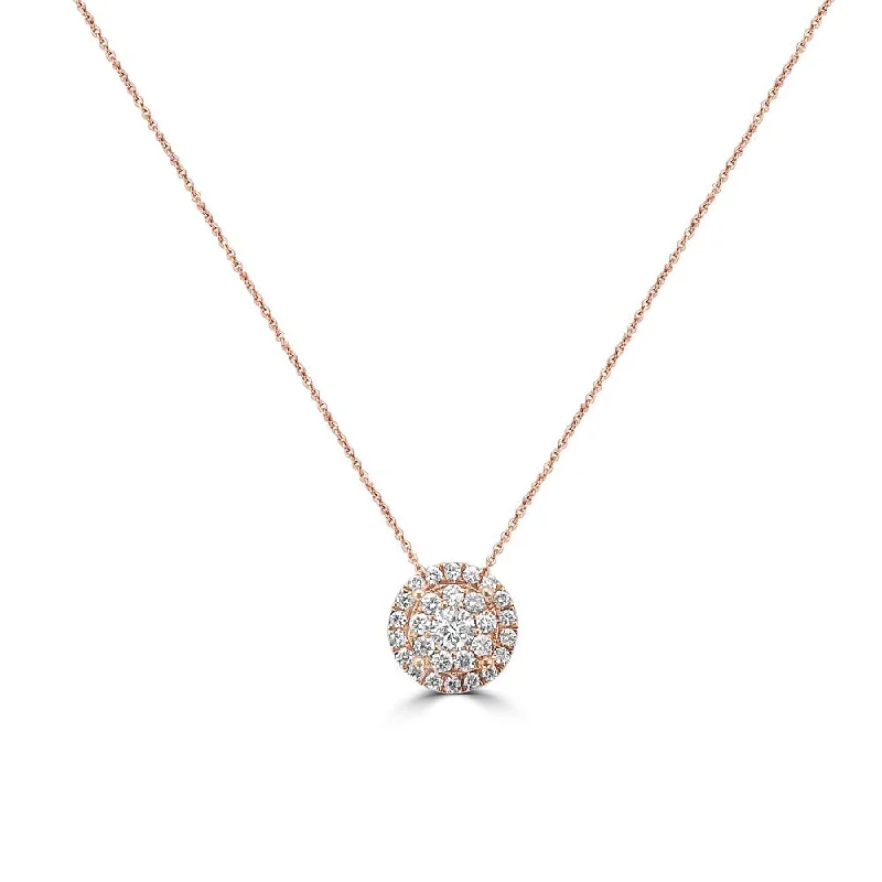 18KT Rose Gold .50 CTW Diamond Halo Pendant