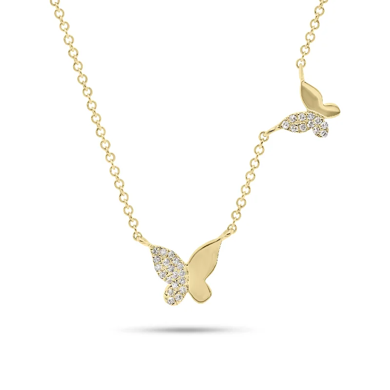 Diamond Butterfly Duo Necklace