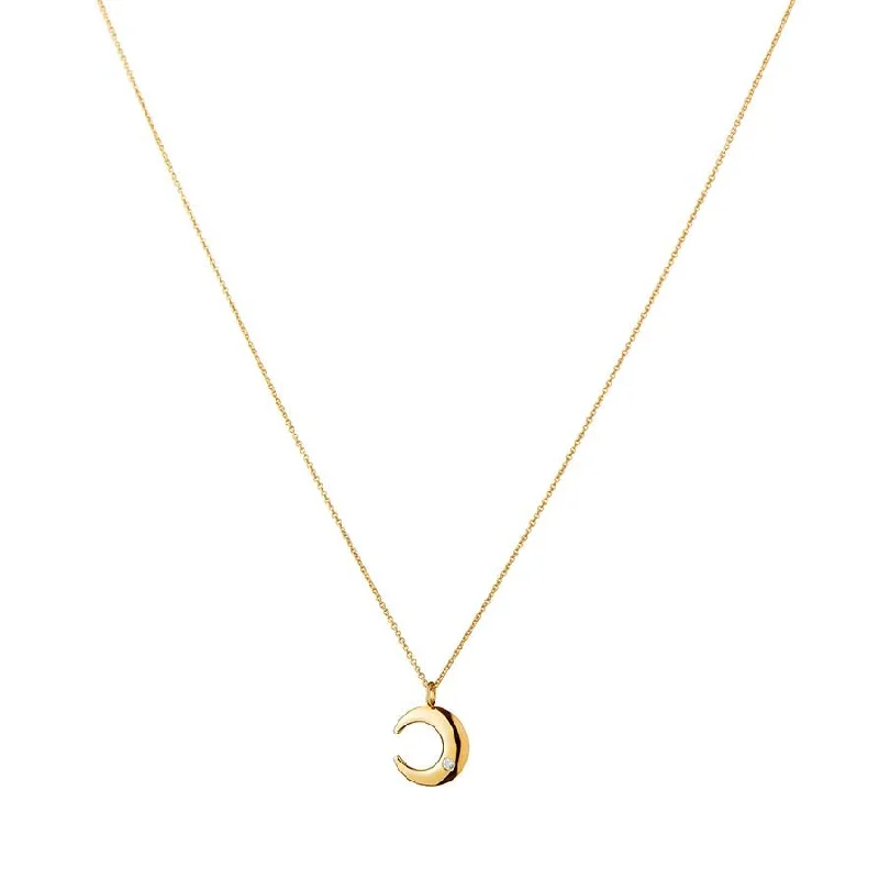 Lunar 18K Gold Pendant w. Diamond