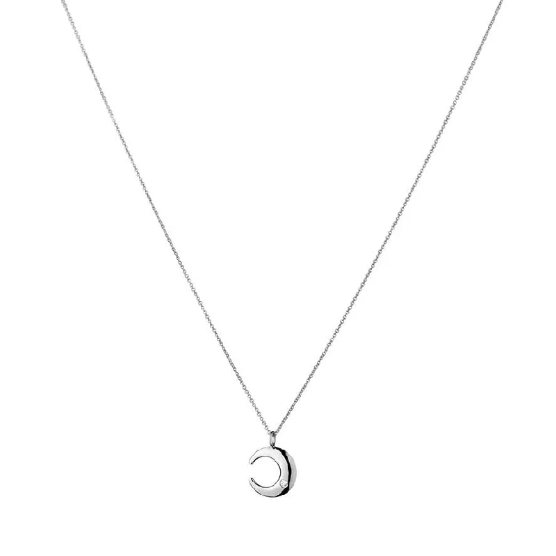 Lunar 18K Whitegold Pendant w. Diamond