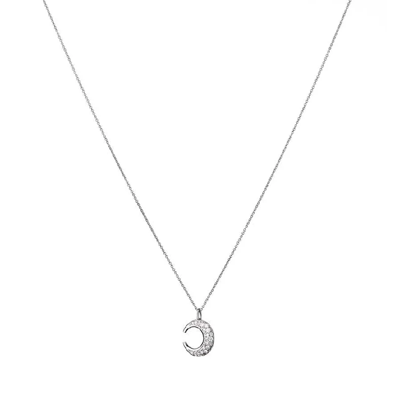 Lunar Pavé 18K Whitegold Pendant w. Diamonds