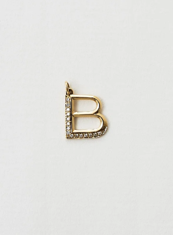 Diamond letter B 18K Gold Necklace or Pendant w. Diamond