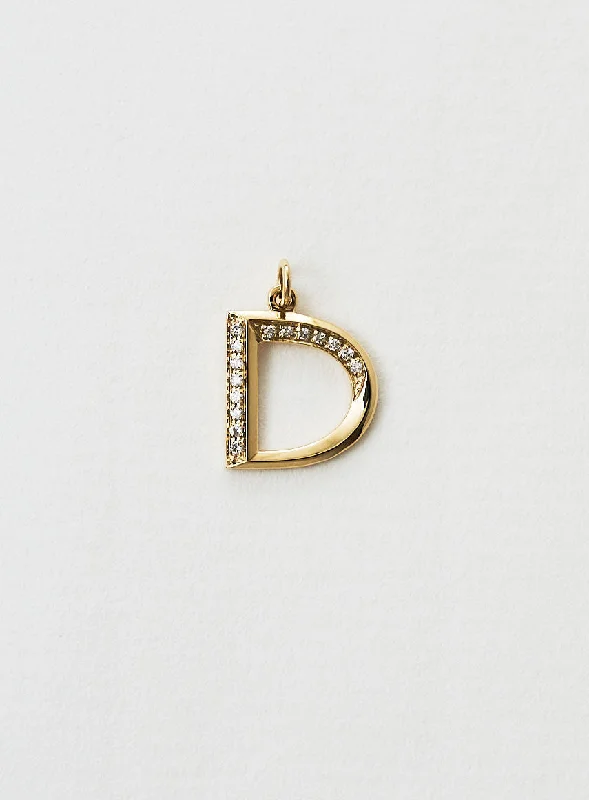 Diamond letter D 18K Gold Necklace or Pendant w. Diamond