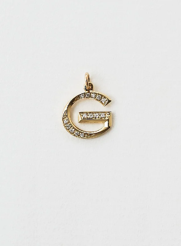 Diamond Letter G 18K Gold Necklace or Pendant w. Diamond