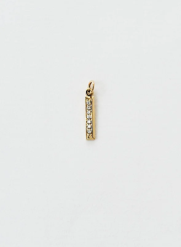 Diamond Letter I 18K Gold Necklace or Pendant w. Diamond