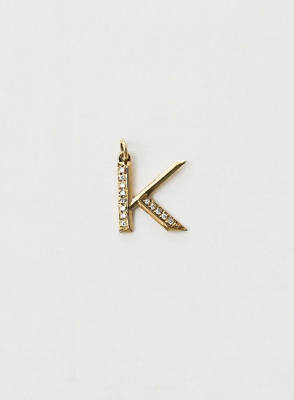 Diamond Letter K 18K Gold Necklace or Pendant w. Diamond