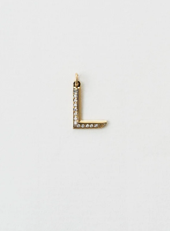 Diamond Letter L 18K Gold Necklace or Pendant w. Diamond