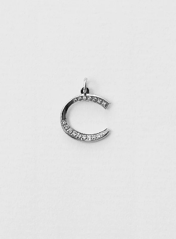 Diamond letter C 18K Whitegold Necklace or Pendant w. Diamond