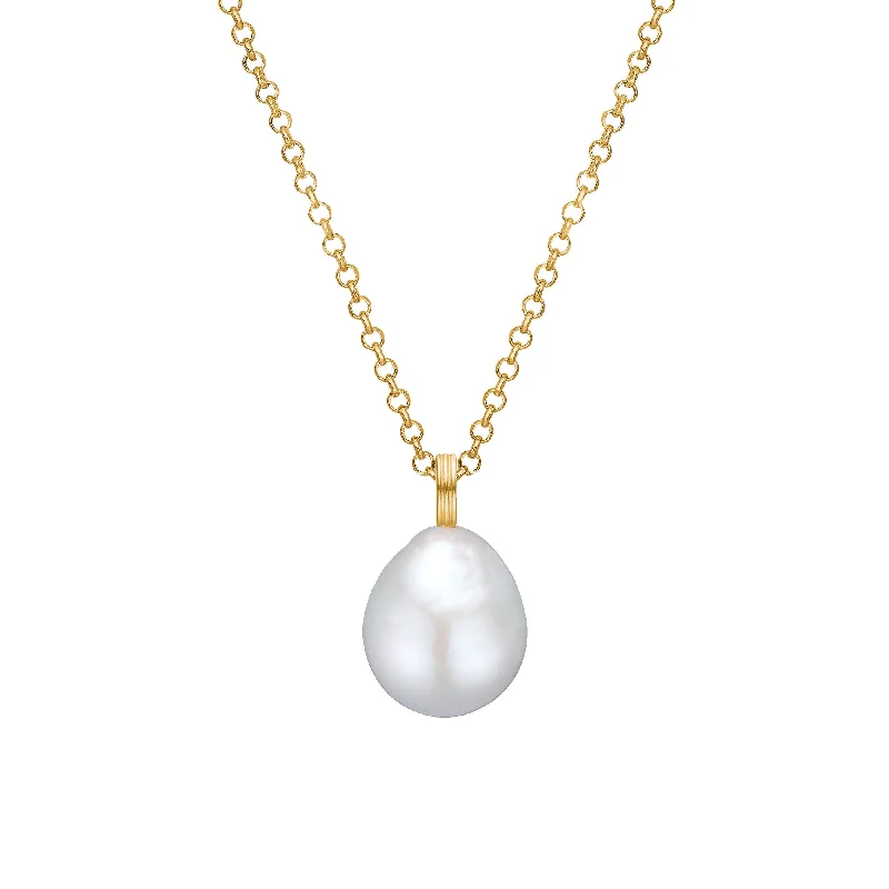 Unicorn 18K Gold Plated Pendant w. Baroque Pearl