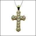 Cubic Zirconia Cz 1.1 TCW Round Prong Set Cross Pendant