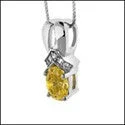 Cubic Zirconia Cz 1.5 Oval Canary Ct Pave Pendant