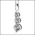 Cubic Zirconia Cz 1.5 TCW 3 Round Stone Drop Pendant