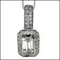 Cubic Zirconia Cz 1.5 TCW Emerald Pave Ct Bail Pendant