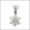 Cubic Zirconia Cz 1.5 TCW Round 7 Stone Flower Pendant