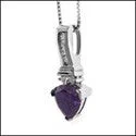 Cubic Zirconia Cz 1.5 Trillion Amethyst Ct Pave Bail Pendant