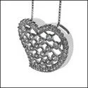 Cubic Zirconia Cz 1.95 TCW Heart Bezels Pendant