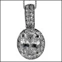 Cubic Zirconia Cz 2 Ct Oval Pave Halo Ct Bail Pendant