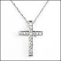 Cubic Zirconia Cz .32 Round Pave Set Cross Pendant